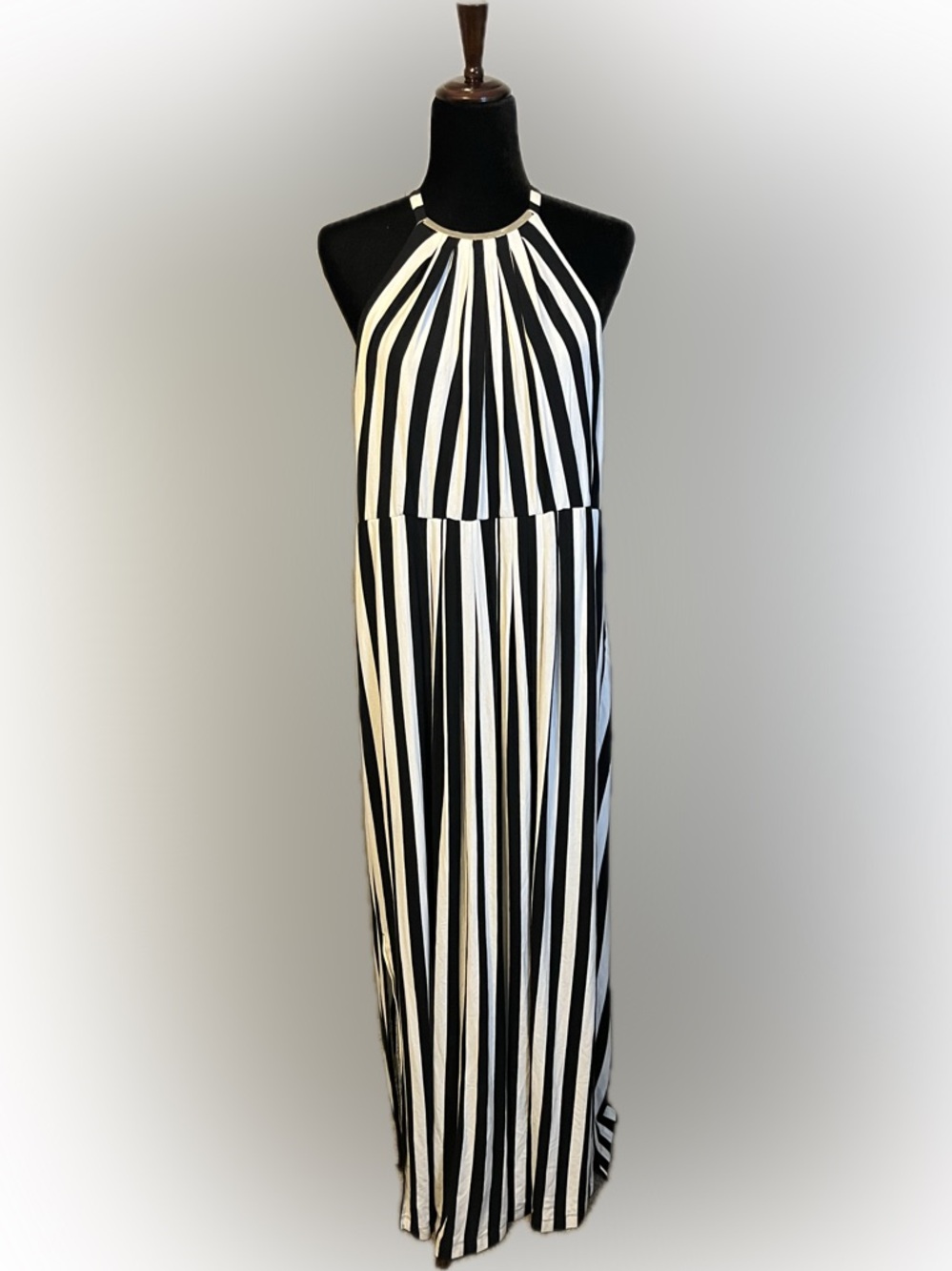 Soma Black & White Striped Halter Maxi Dress size XXL